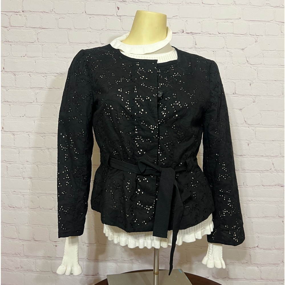Ann Taylor Loft Petite Cropped Eyelet Blazer 100% Cotton 6p Nwt Versatile Style